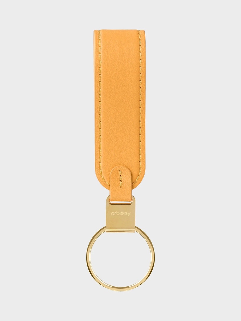 Yellow Leather Key Fob with Gold Ring